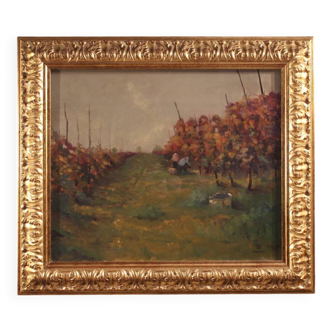 20th-century Italian landscape painting The Vineyard in Druento