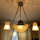 Art Deco glass foot chandelier
