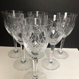 Set of six cut Lorraine crystal water glasses