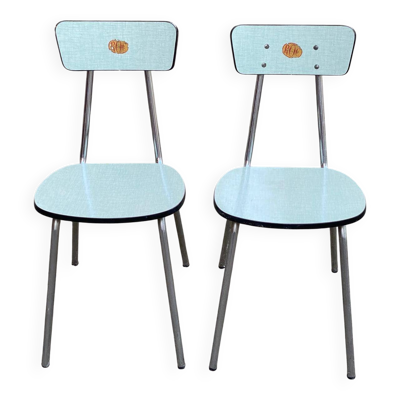 2 chaises formica Roc La Samaritaine bleues années 80