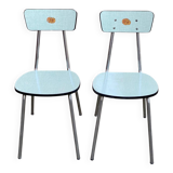 2 blue 1980s Roc La Samaritaine Formica chairs