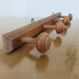 Wooden wall coat rack 4 hooks art deco 1940 1950