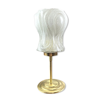 Table lamp vintage globe molded glass, frosted and glitter - 70s