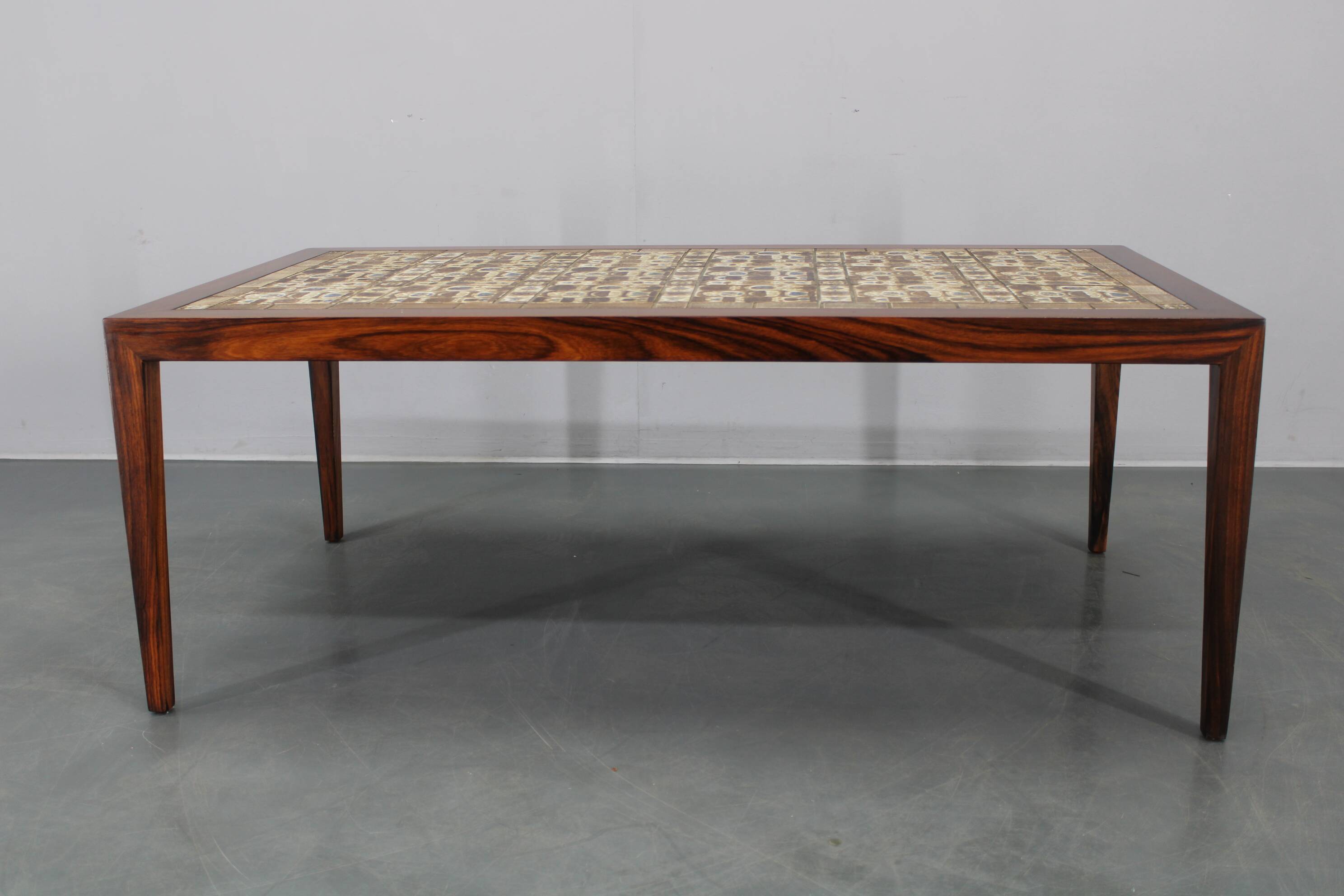 Mid-century Danish Haslev Mobelsnedkeri coffee table with Royal Copenhagen ceramic tiles