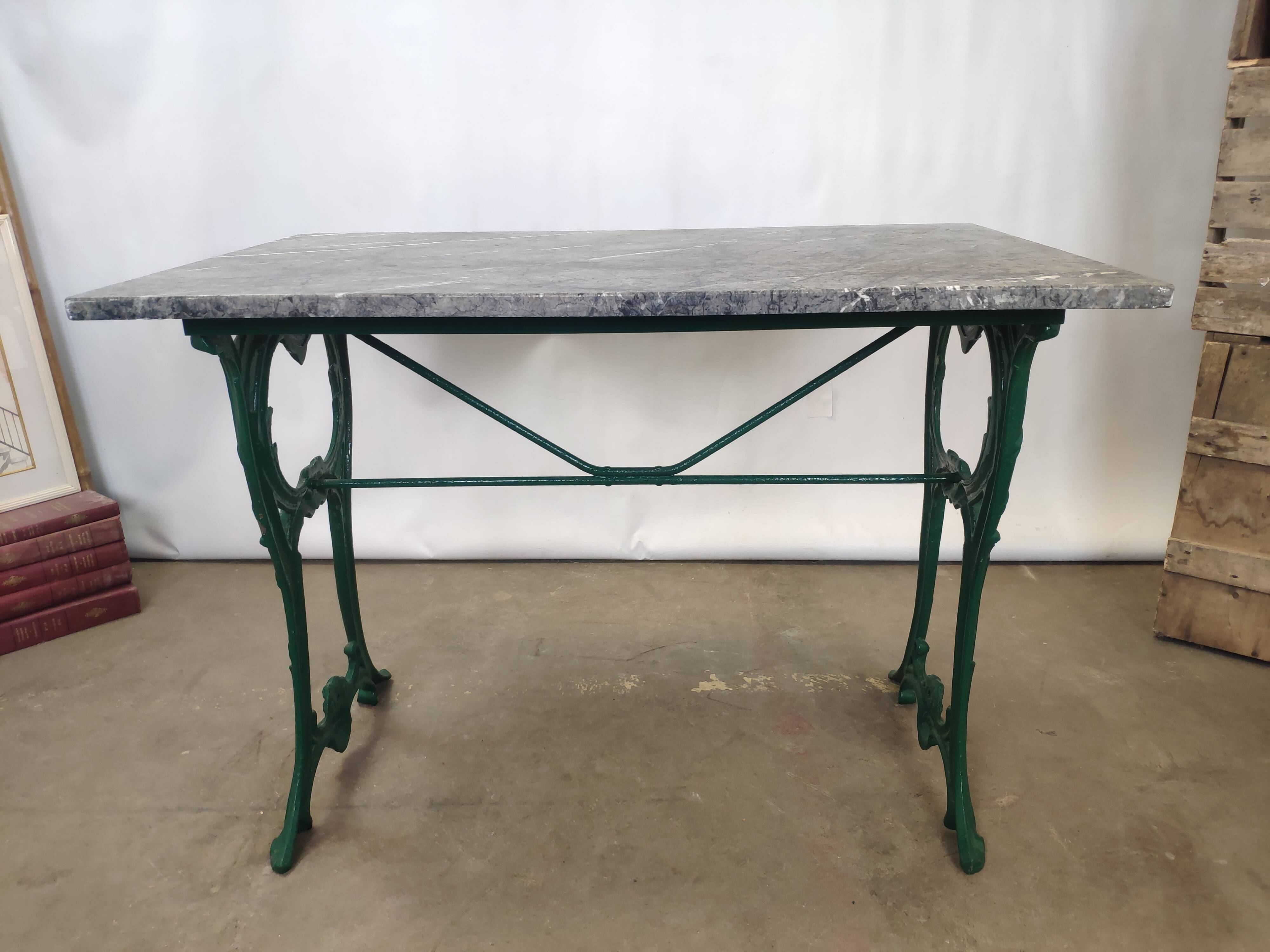 Wrought iron bistro table and vintage grey marble
