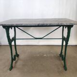 Wrought iron bistro table and vintage grey marble