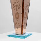 Art Deco Vase in Glass, Mirrored Glass and Wood, France 1920s
