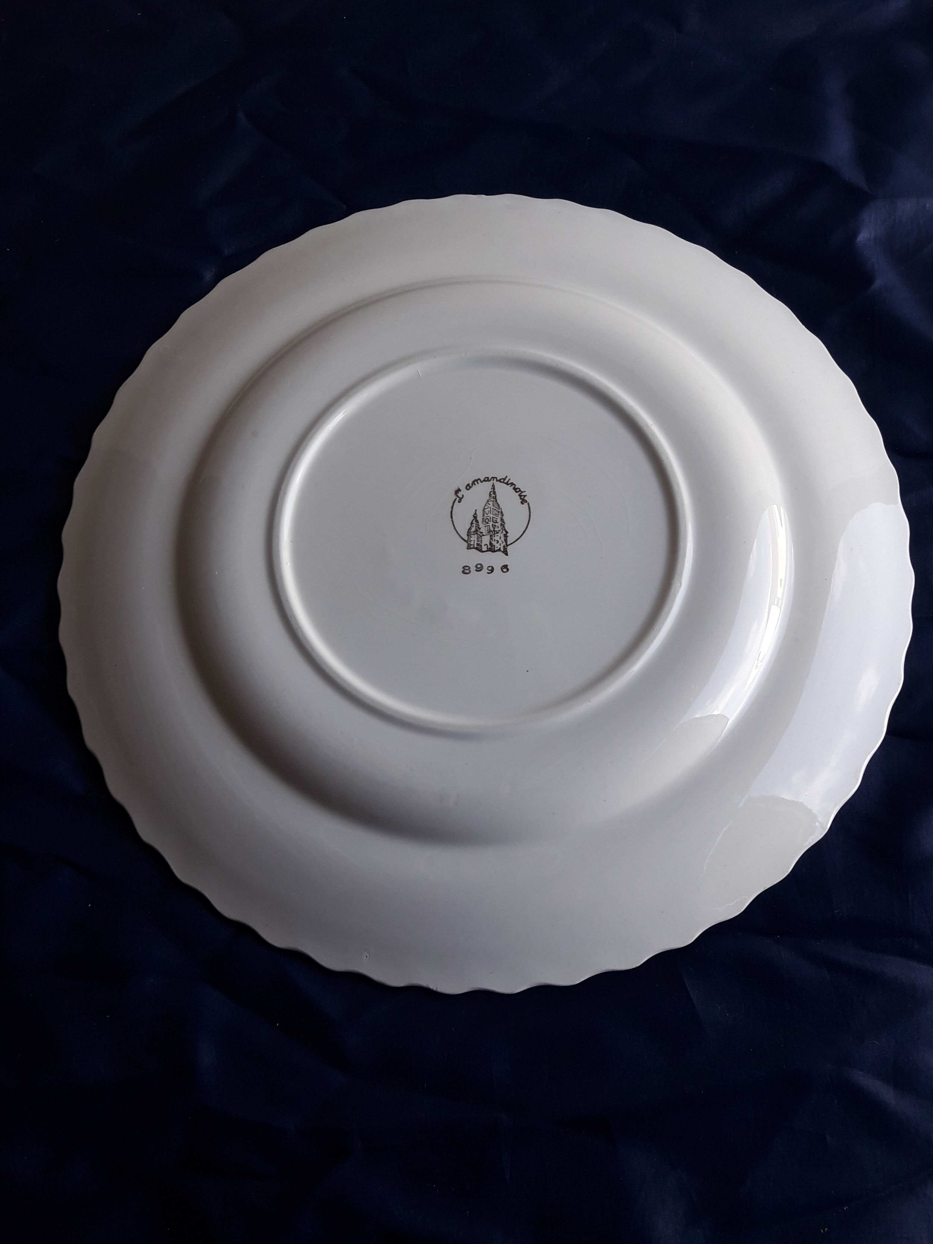 Round dish in earthenware the almond tree 8996 pink pink pattern diam 27.5 cm