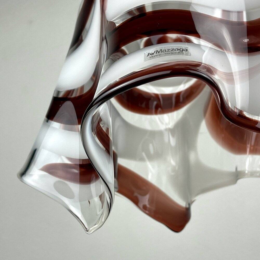Brown Murano glass Fazzoletto pendant by AV Mazzega, Italy, 1970s
