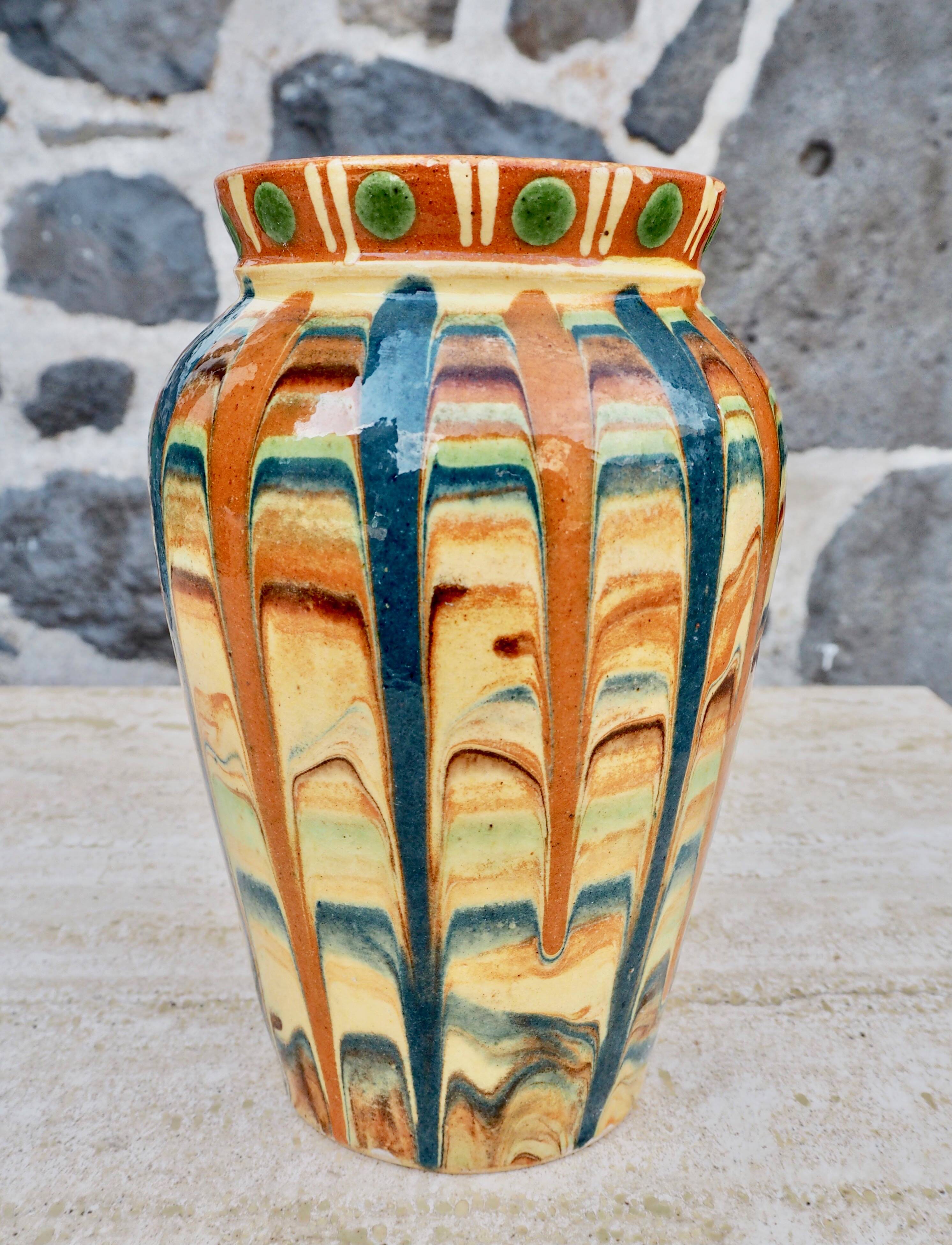 Handcrafted vase with glazes, 1970s