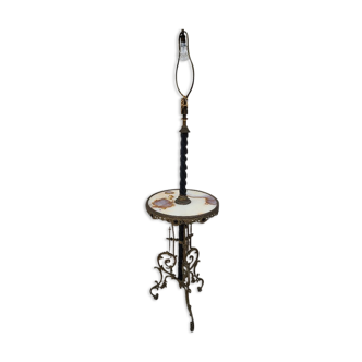 Lampadaire Napoleon III en bronze metal et marbre