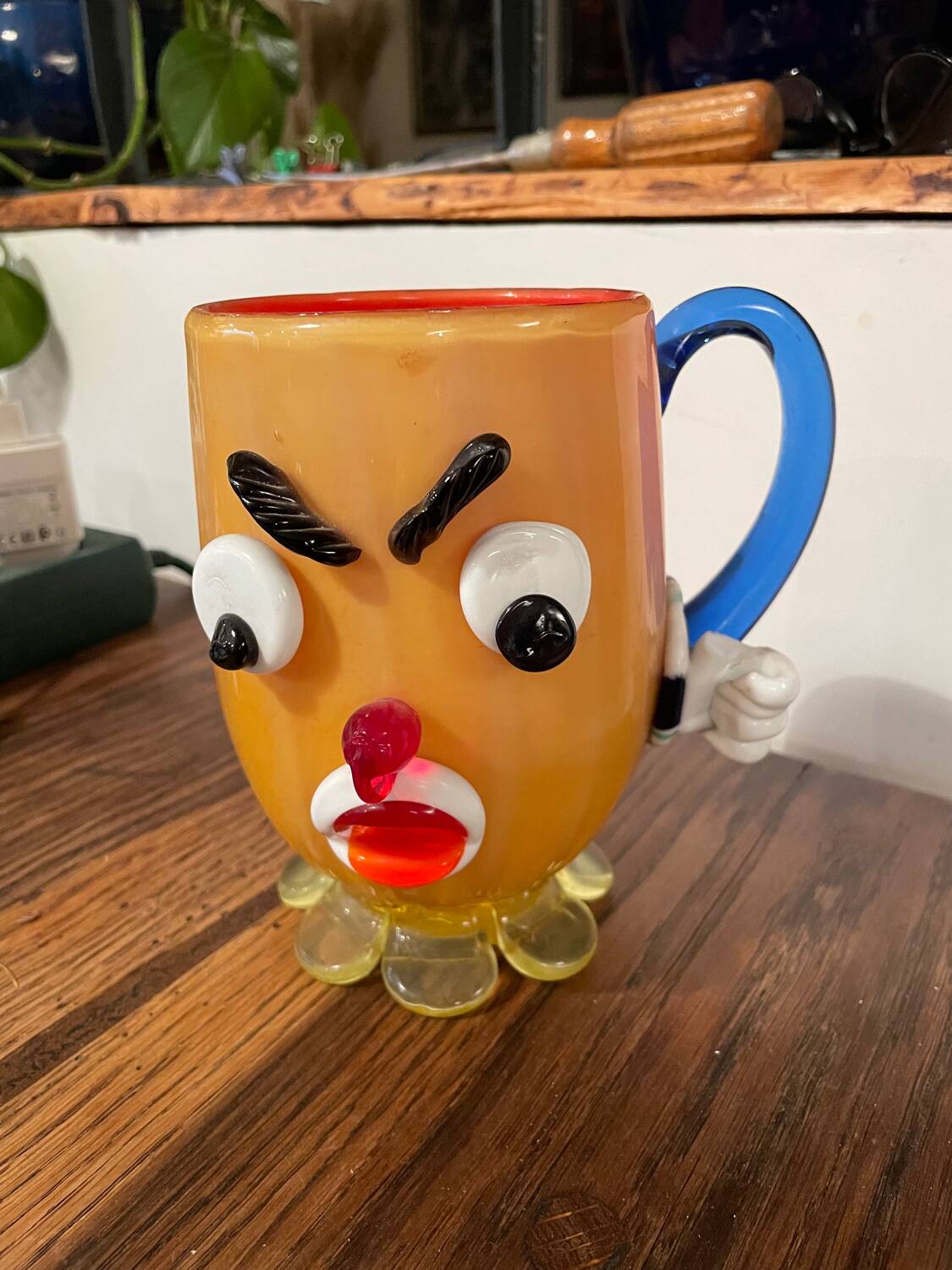 Vase chope verre Murano clown vintage