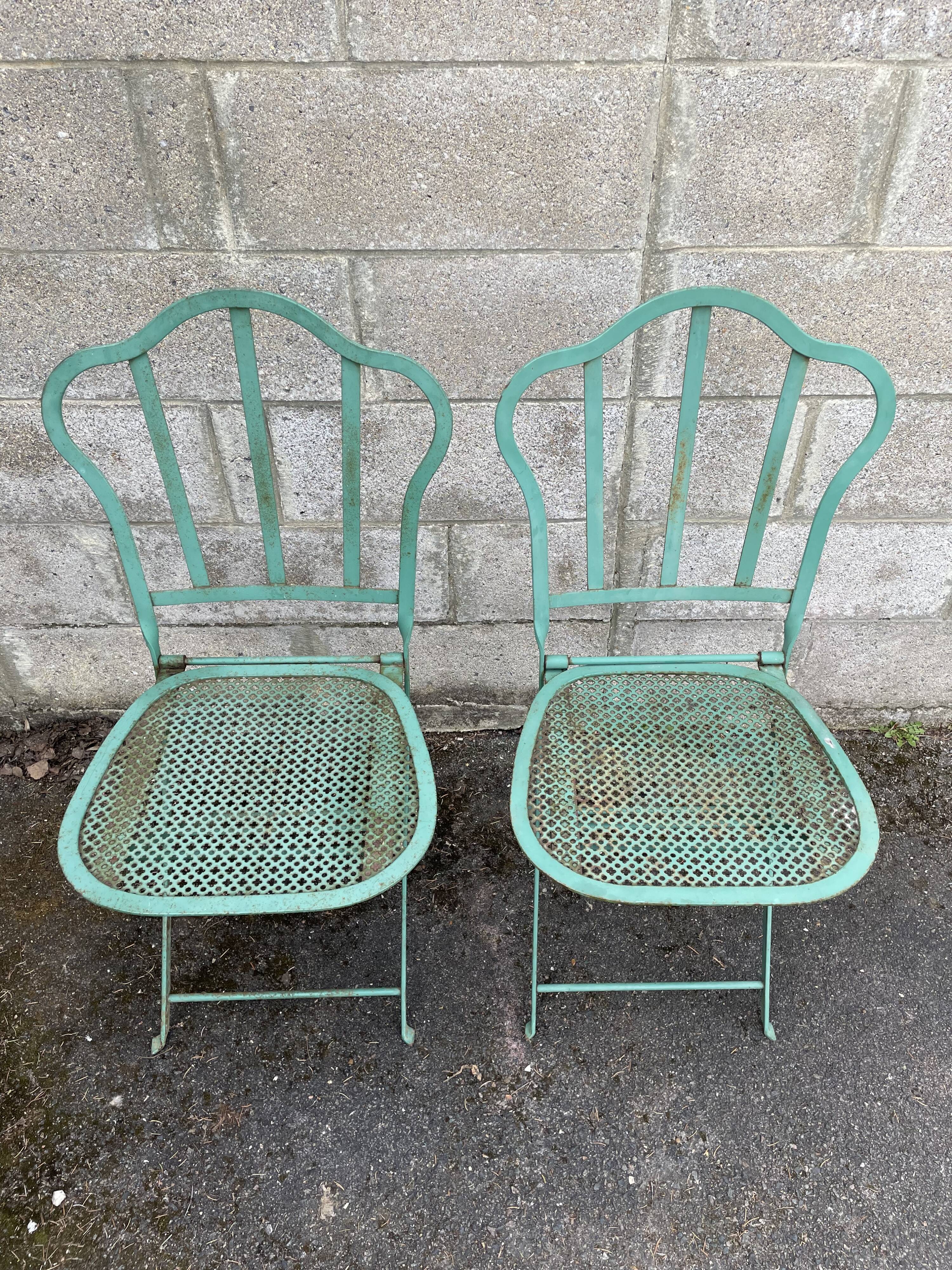 Set of 2 folding garden chairs XIXth