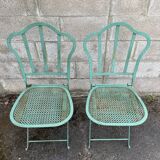 Set of 2 folding garden chairs XIXth