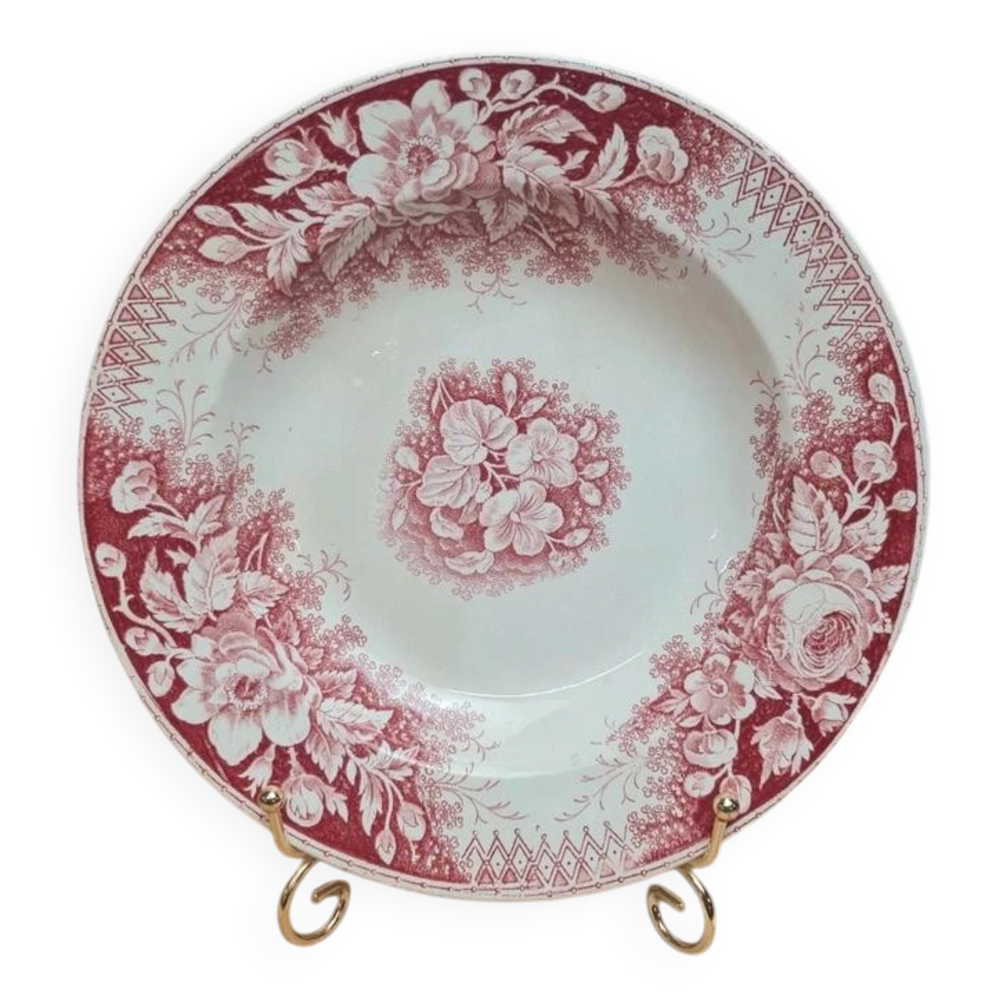 Hollow plate Terre de Fer Sarreguemines model Jardinière red