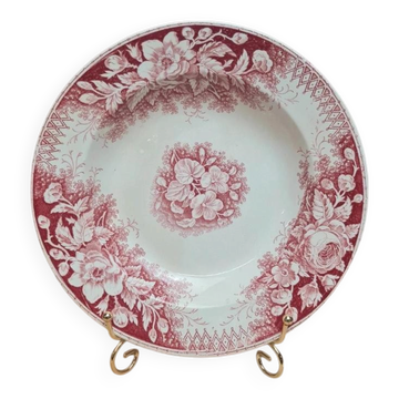Hollow plate Terre de Fer Sarreguemines model Jardinière red