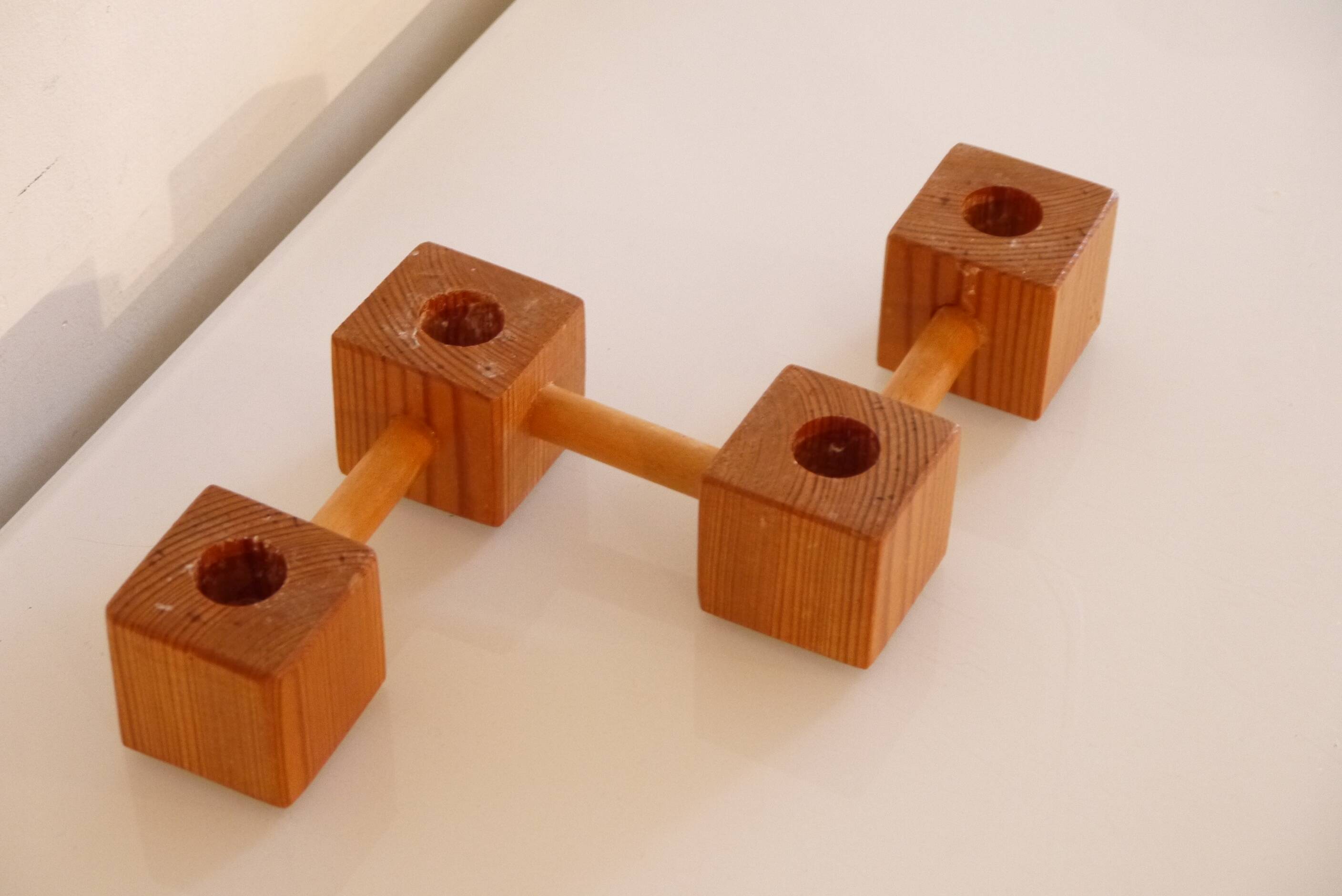 Vintage Scandinavian wooden candlestick