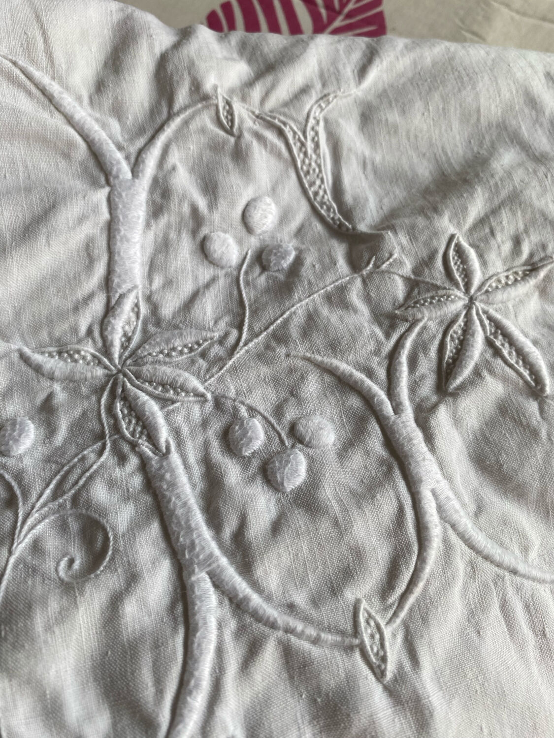 Monogrammed and embroidered castle sheet.