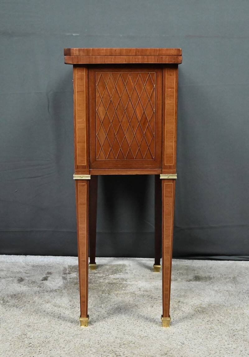 Small game table in marquetry, Louis XVI style – early 20th century