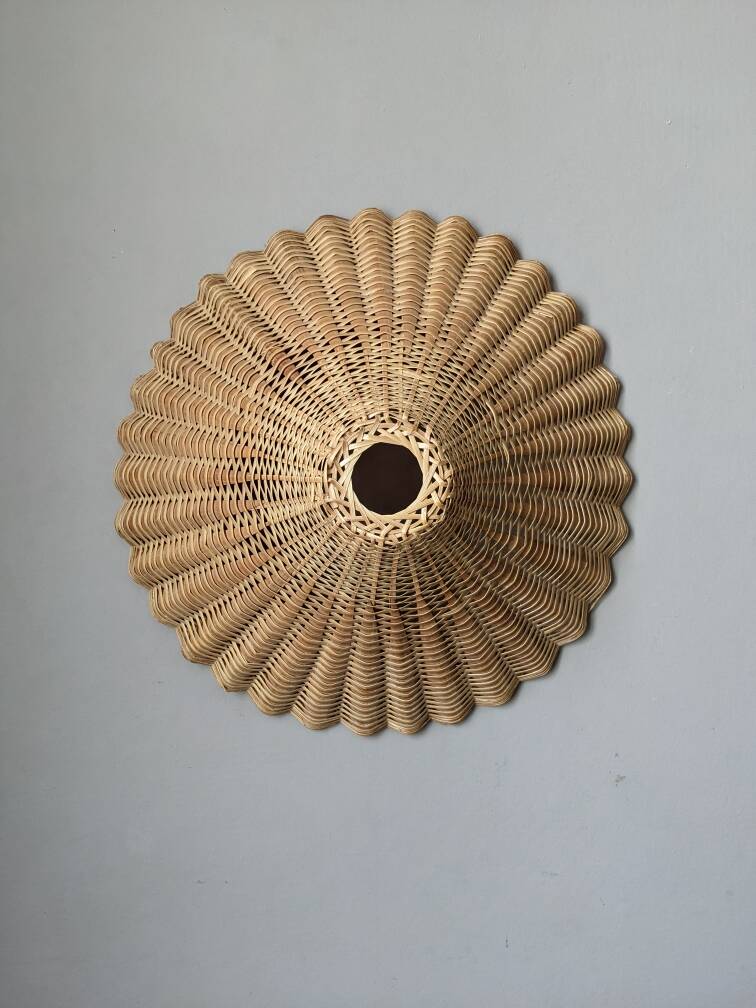 Vintage rattan wicker lampshade pendant light, handmade bohemian