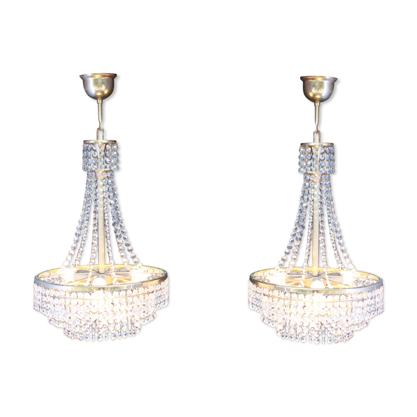 Pair of hot air balloon chandelier with 3 lights.