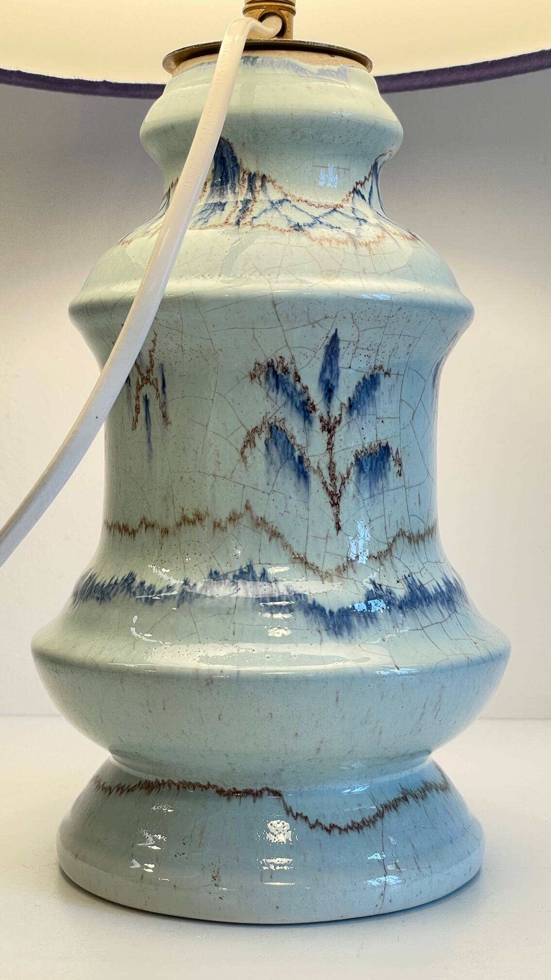 Lampe céramique bleue océan