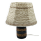 Vintage ceramic lamp with relief and wool shade.