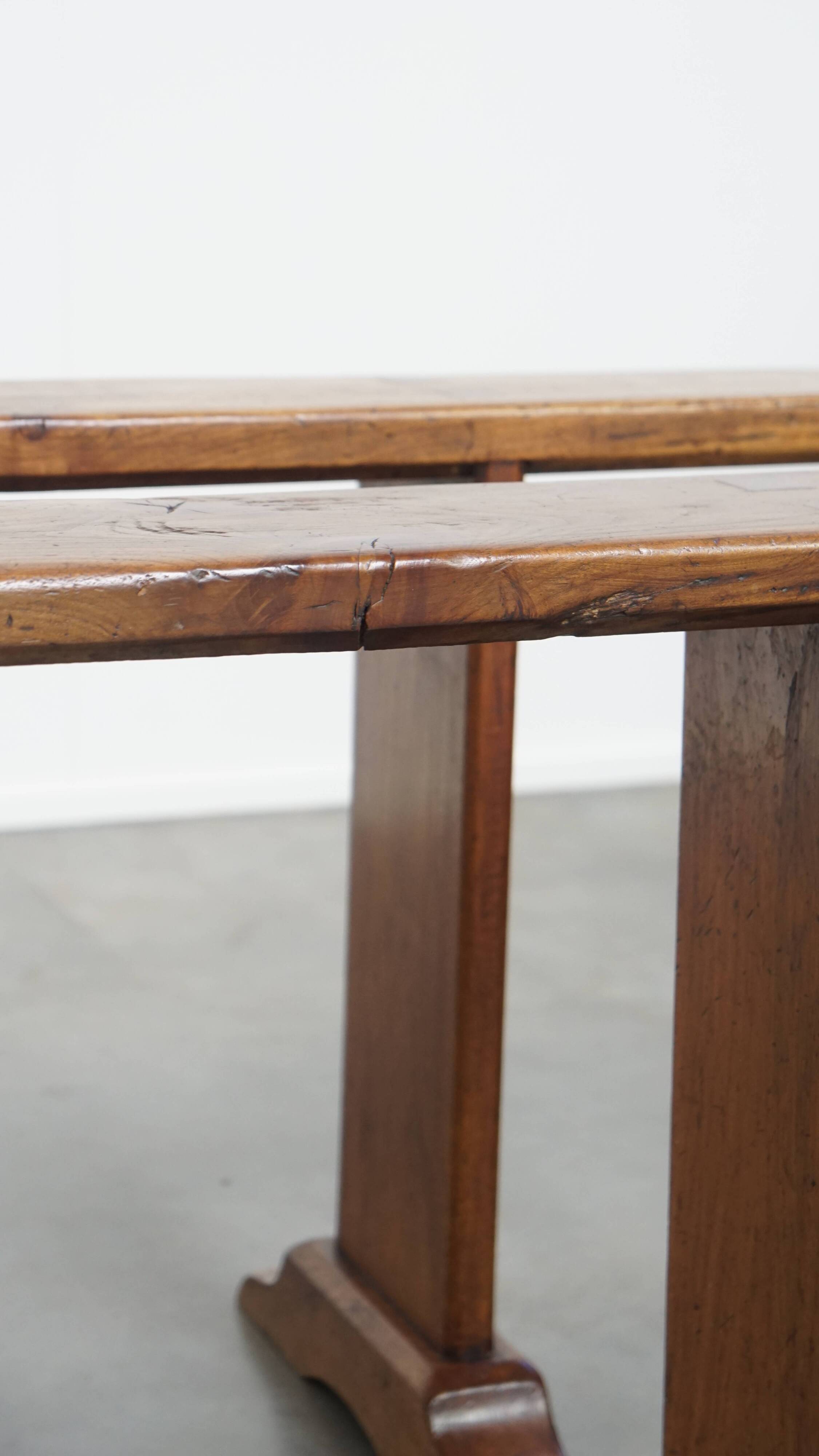 Set of 2 antique French hall benches for the dining table