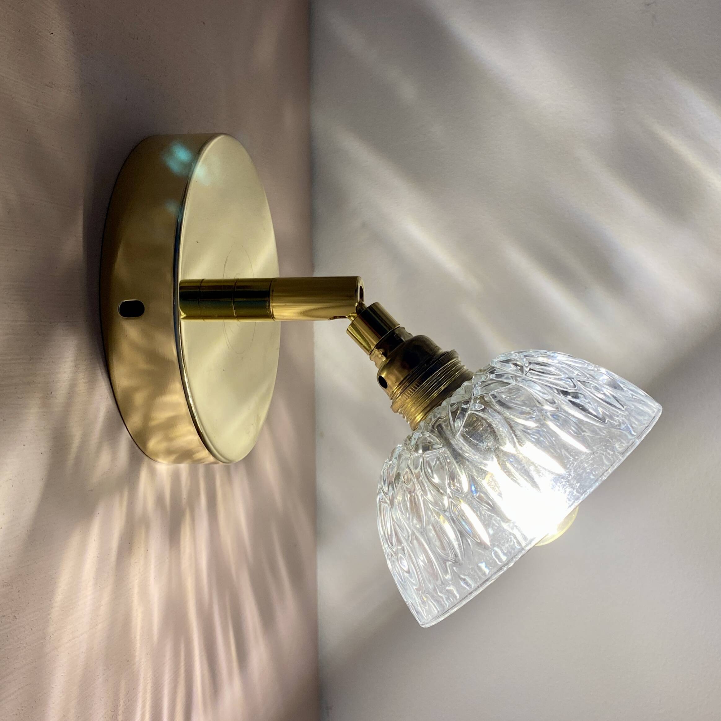 Vintage molded glass lampshade wall light