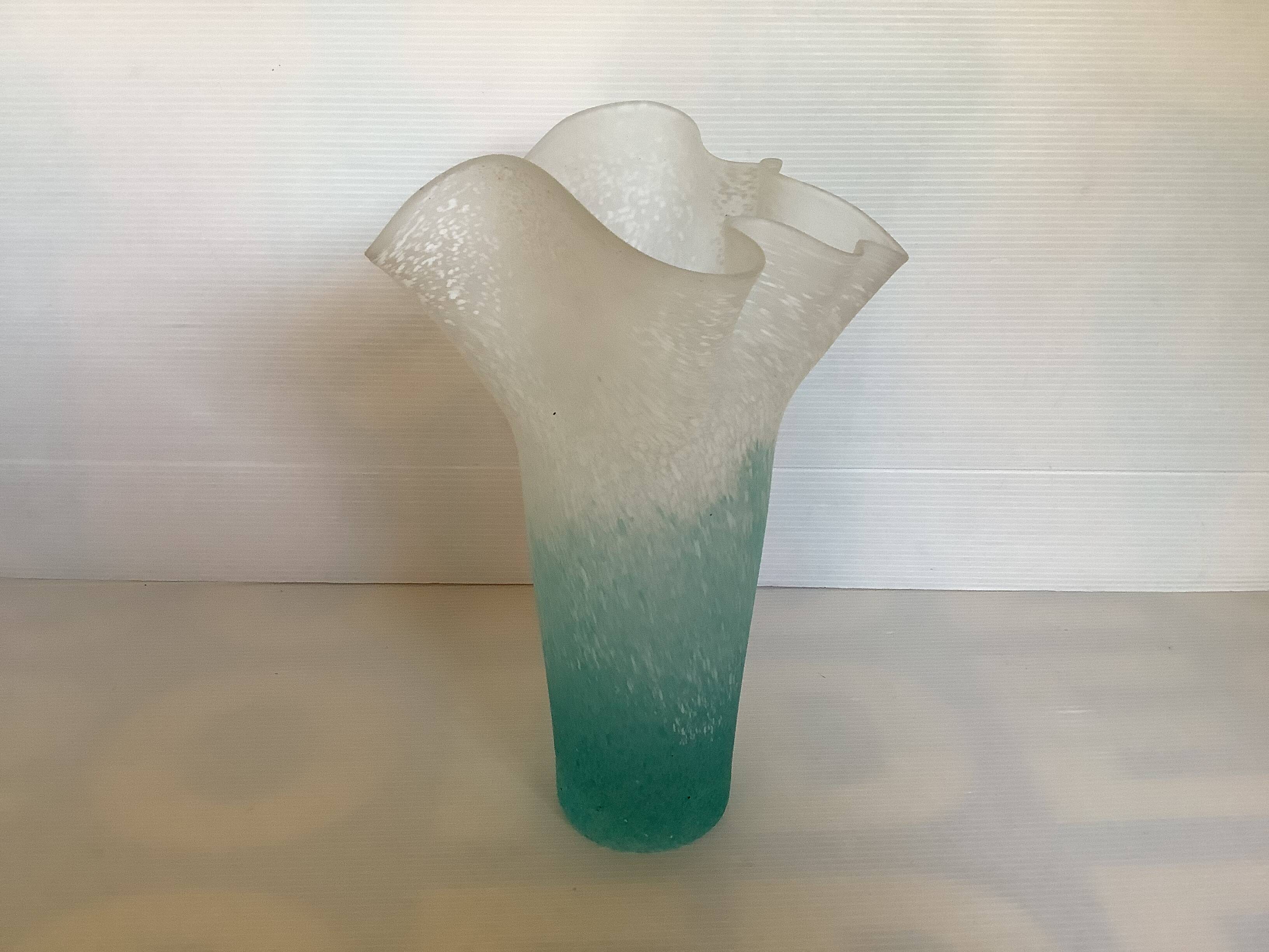 Two-tone glass paste handkerchief vase