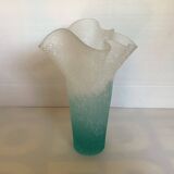 Vase mouchoir pâte de verre bicolore