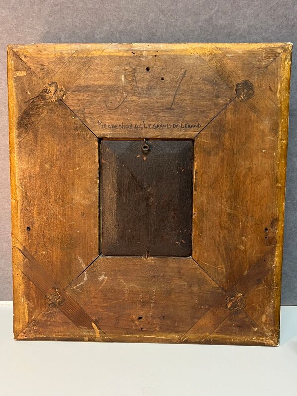 Huile sur panneau de bois, femme au panier, signé LP, Jean Baptiste Le Prince ?