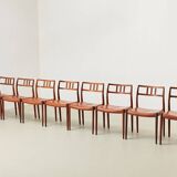 Niels Otto Moller Set of 8 Model 79 Dining Chairs in Rosewood and Leather for JL Mollers 1966