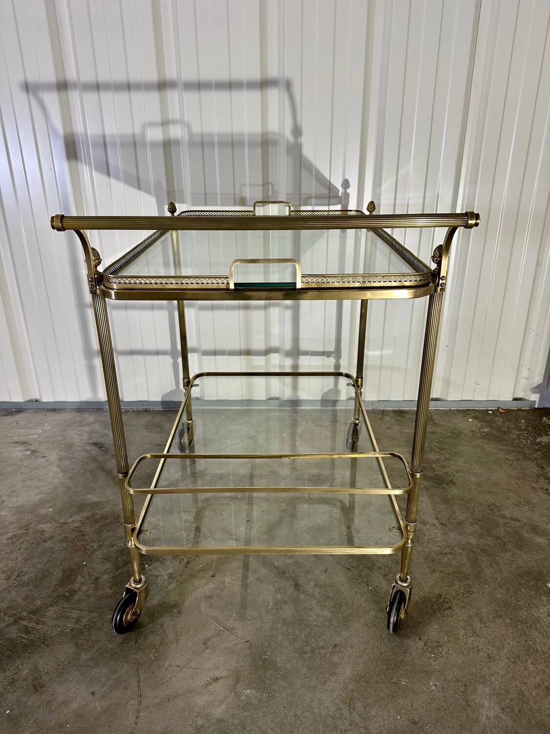 1970s gold rolling serving table