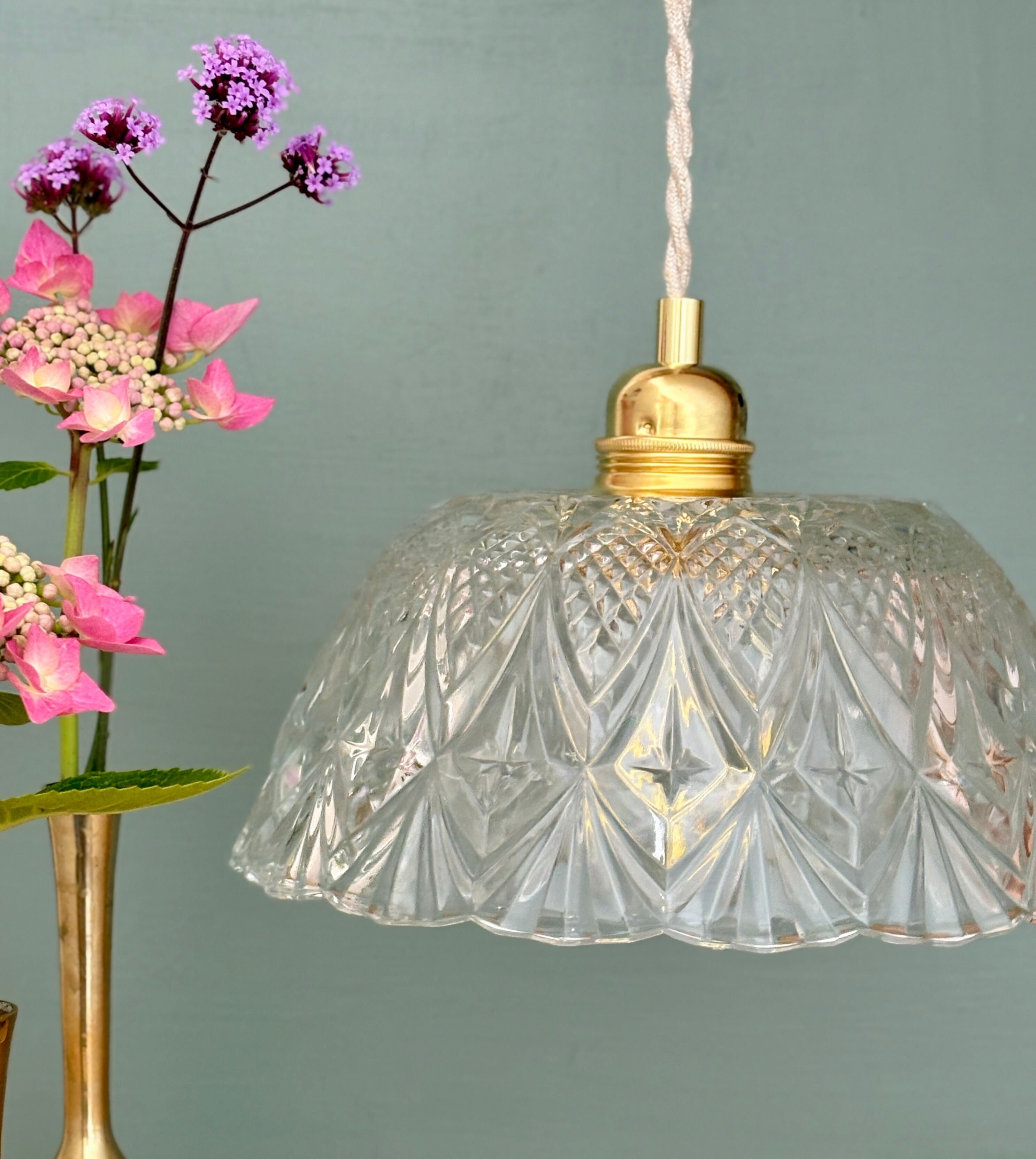 Vintage glass pendant light - tableware collection -