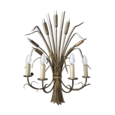 Applique fleurie roseaux métal doré