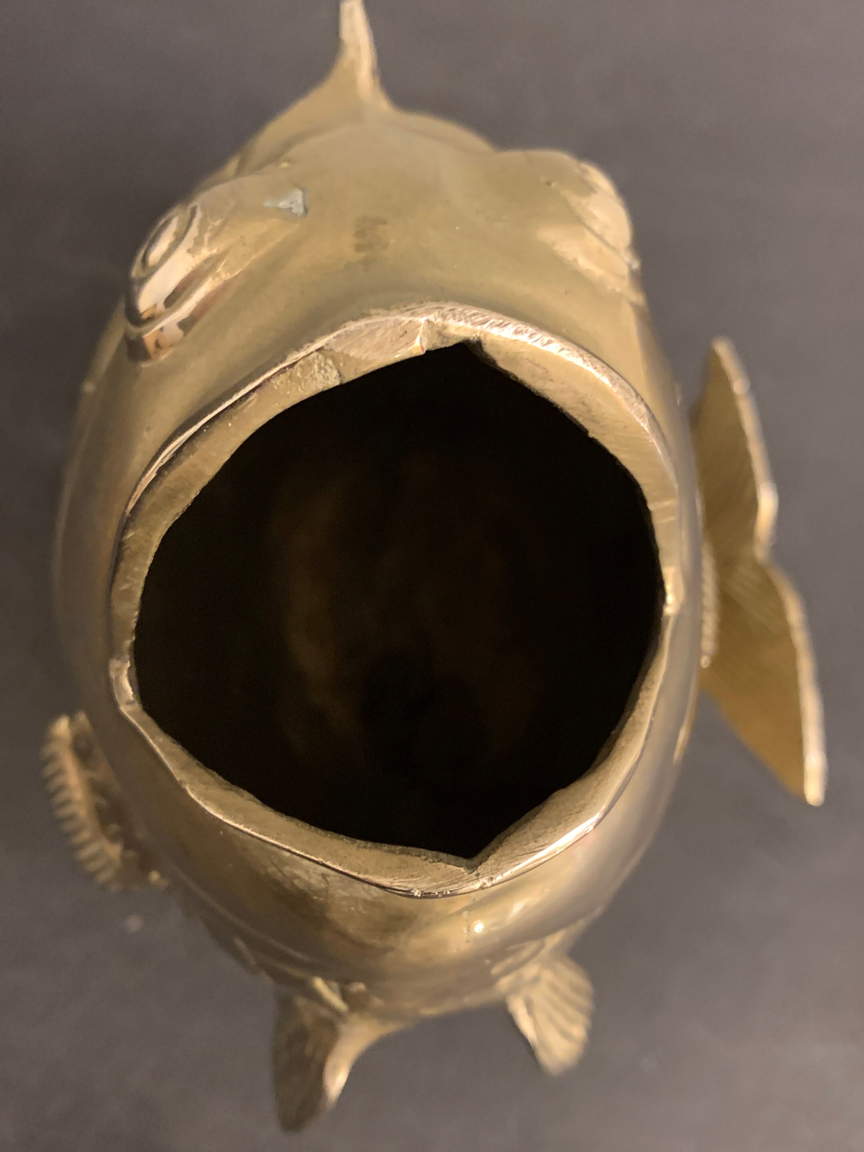 Koi fish vase, solid brass carp, Japan, late nineteenth century