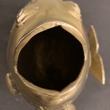 Koi fish vase, solid brass carp, Japan, late nineteenth century