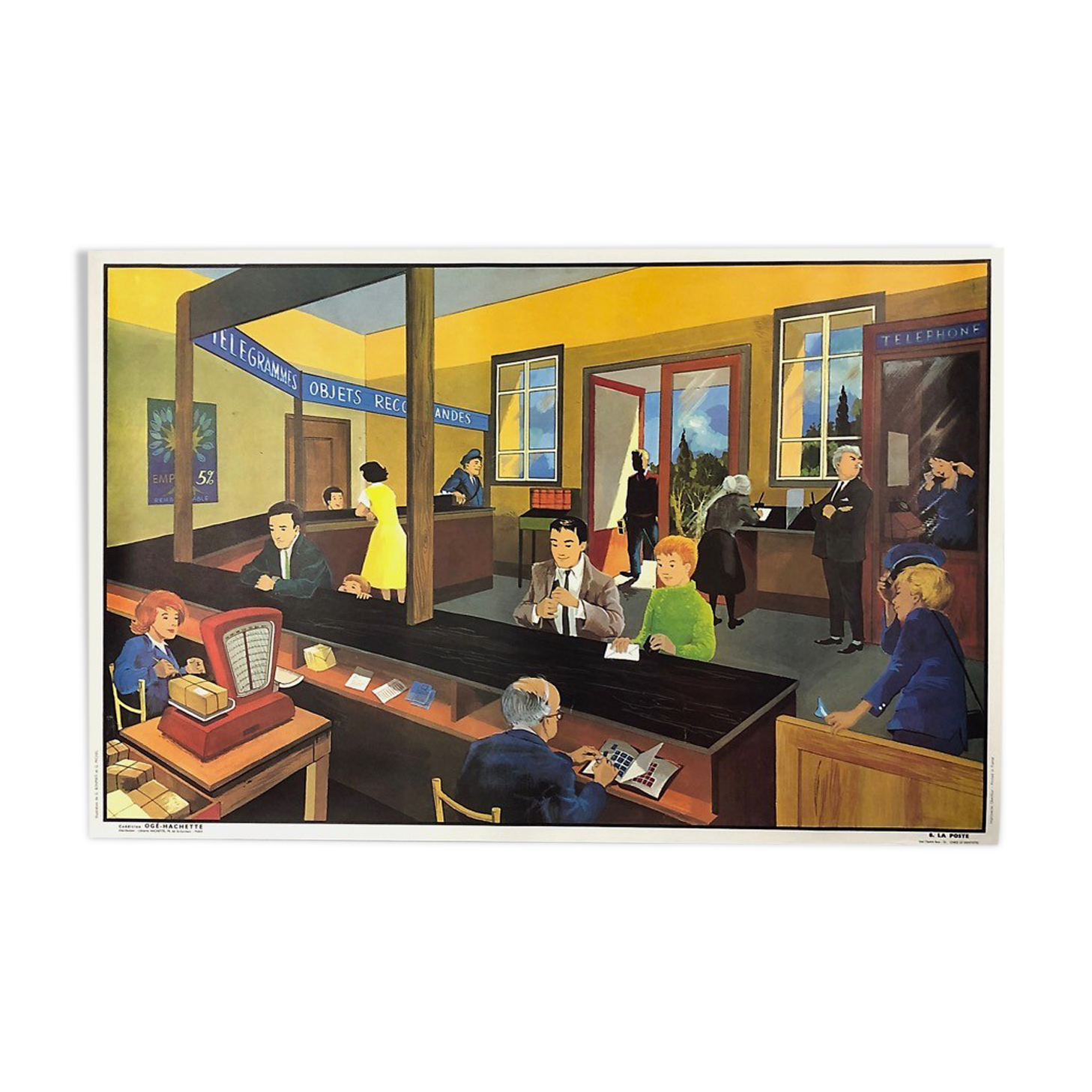 Educational poster "LA POSTE" and "CHEZ LE DENTISTE"