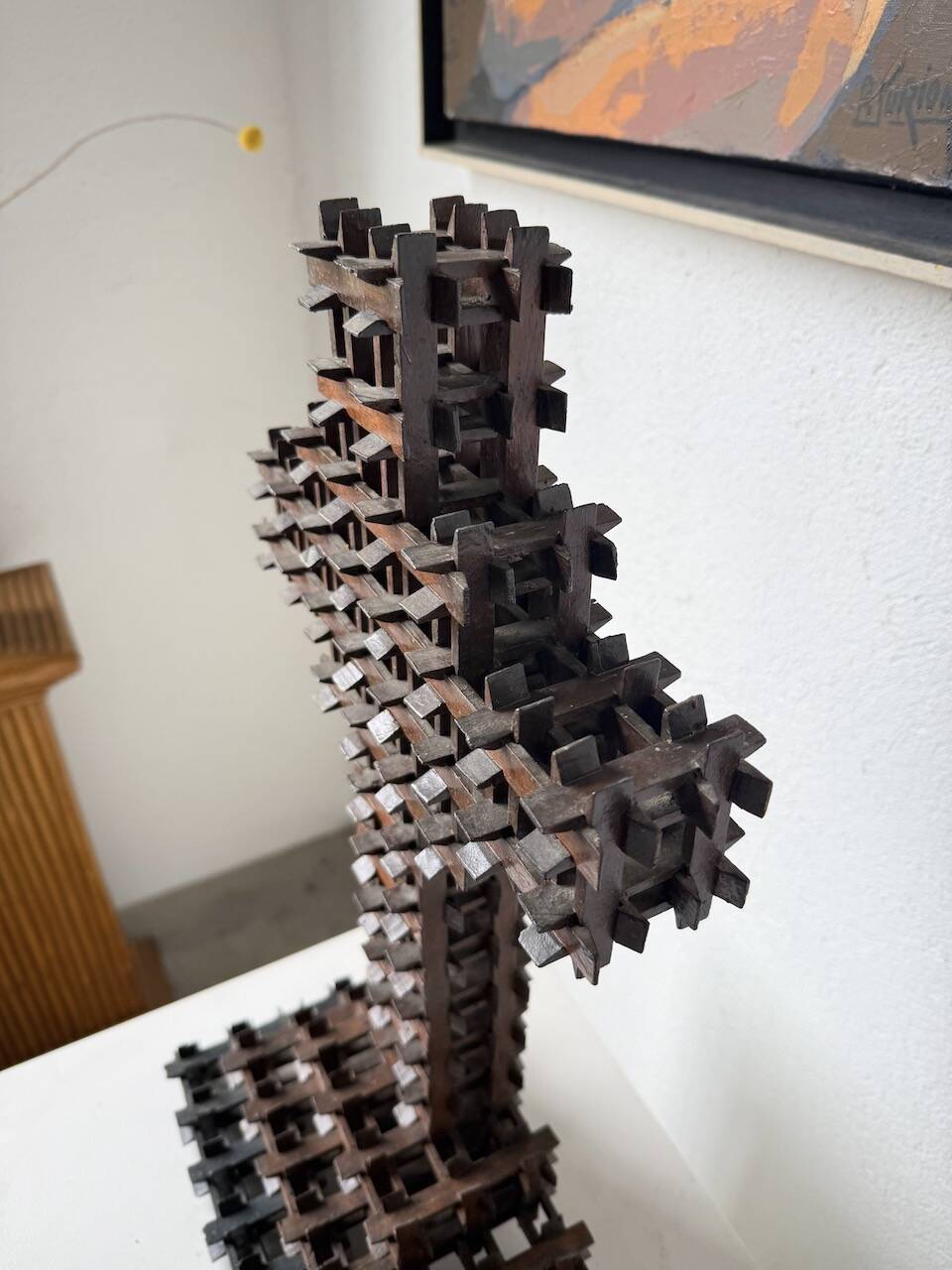 Crucifix sculpture Tramp Art 1900