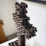 Crucifix sculpture Tramp Art 1900