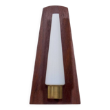 Vintage Danish teak, brass and opaline glass wall lamp