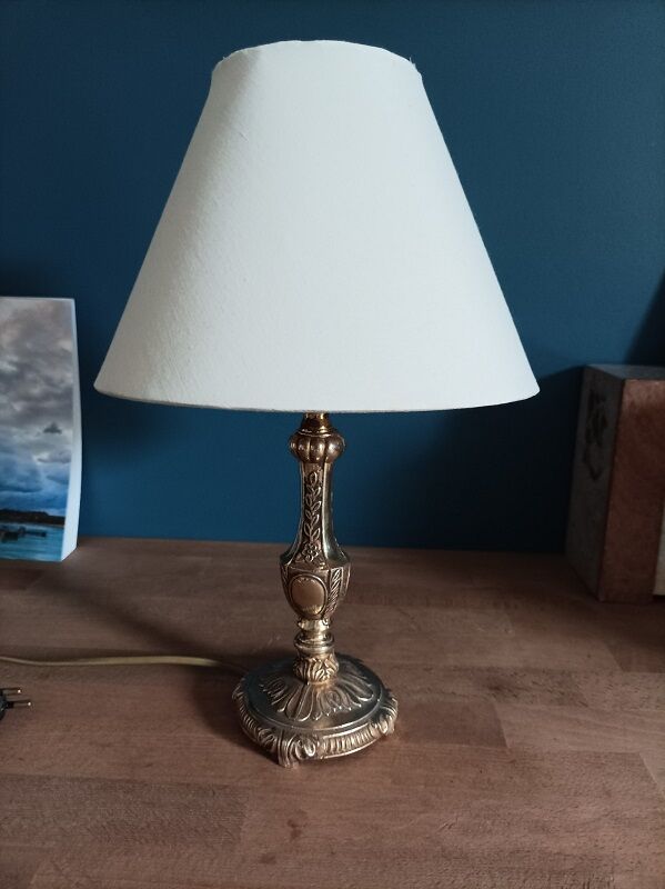 Bedside lamp lampshade fabrics base bronze gilded patinated