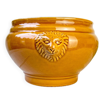Vintage Ceramic Lion Head Soup Tureen - Honey, Made in France