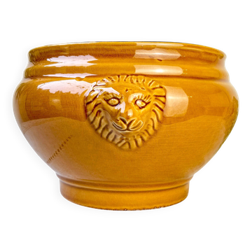 Vintage Ceramic Lion Head Soup Tureen - Honey, Made in France