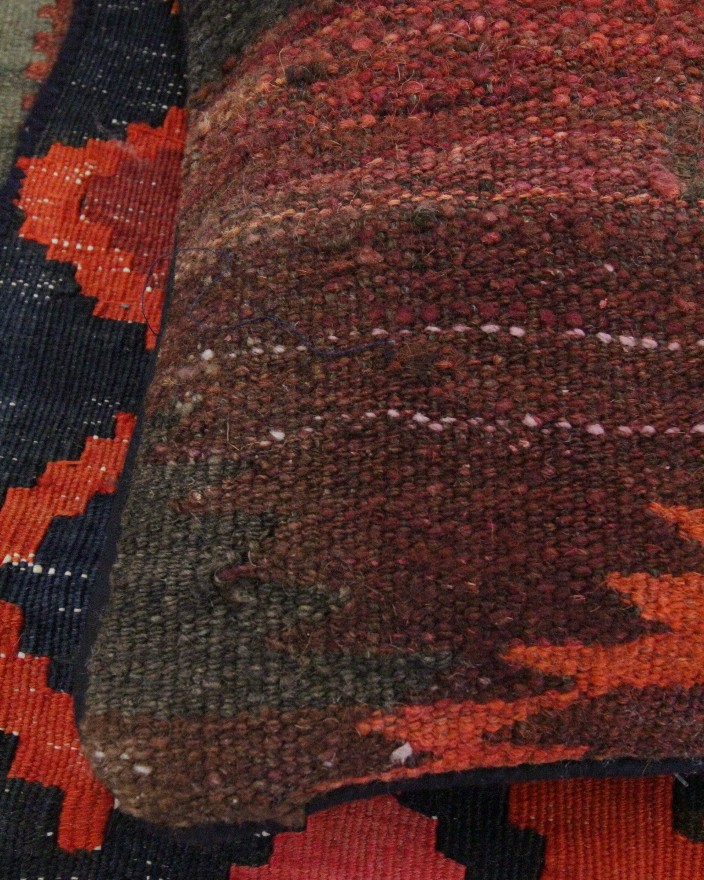 Kilim pillow cover handwoven deep red wool scatter cushion 41x41cm