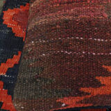 Kilim pillow cover handwoven deep red wool scatter cushion 41x41cm