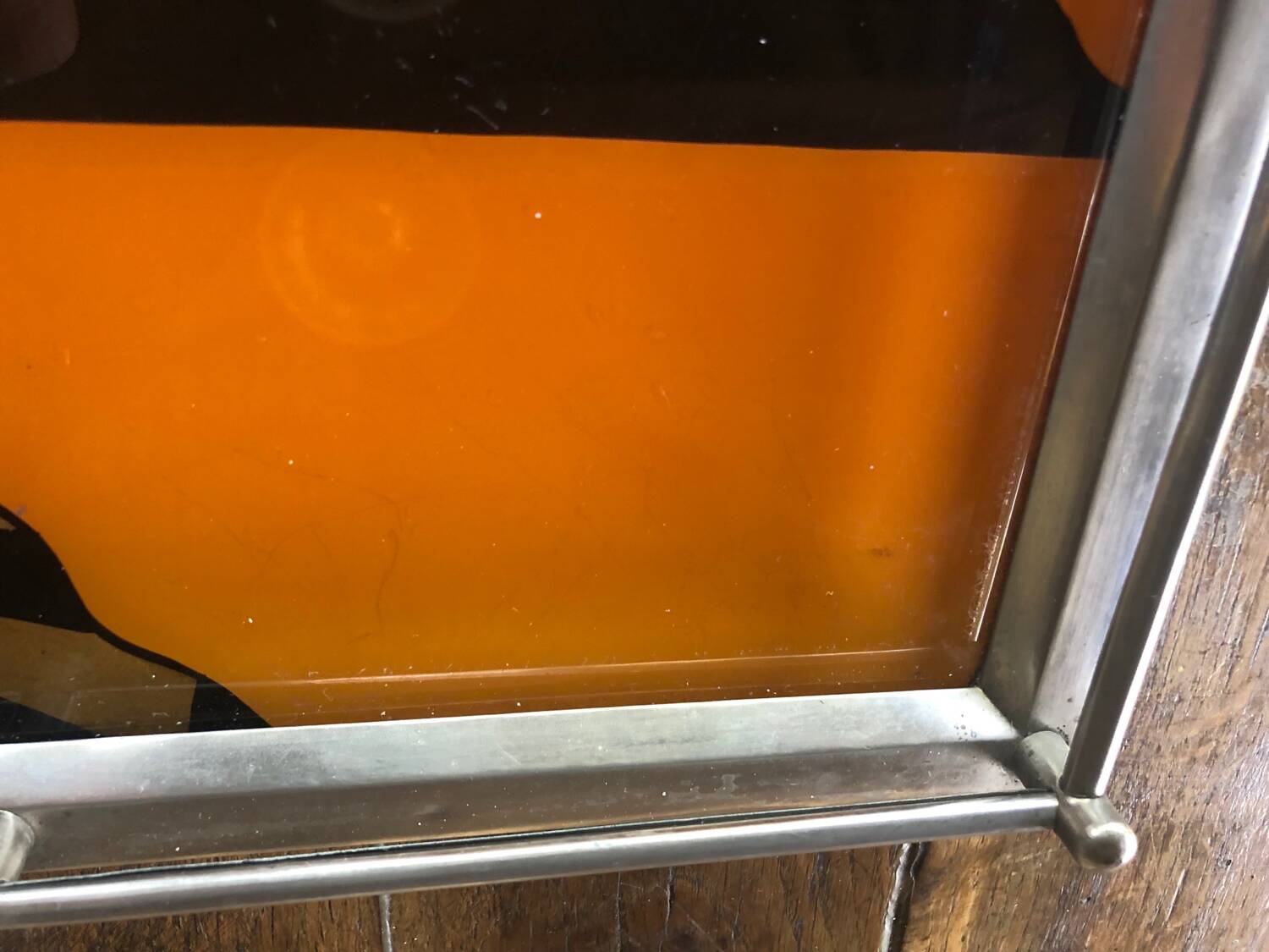 Art Deco tray in reverse painted glass