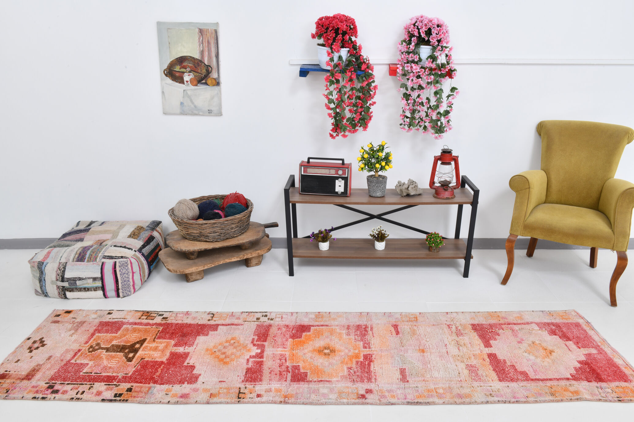 2x10 Pink & Red Classic Runner Rug,76x299Cm