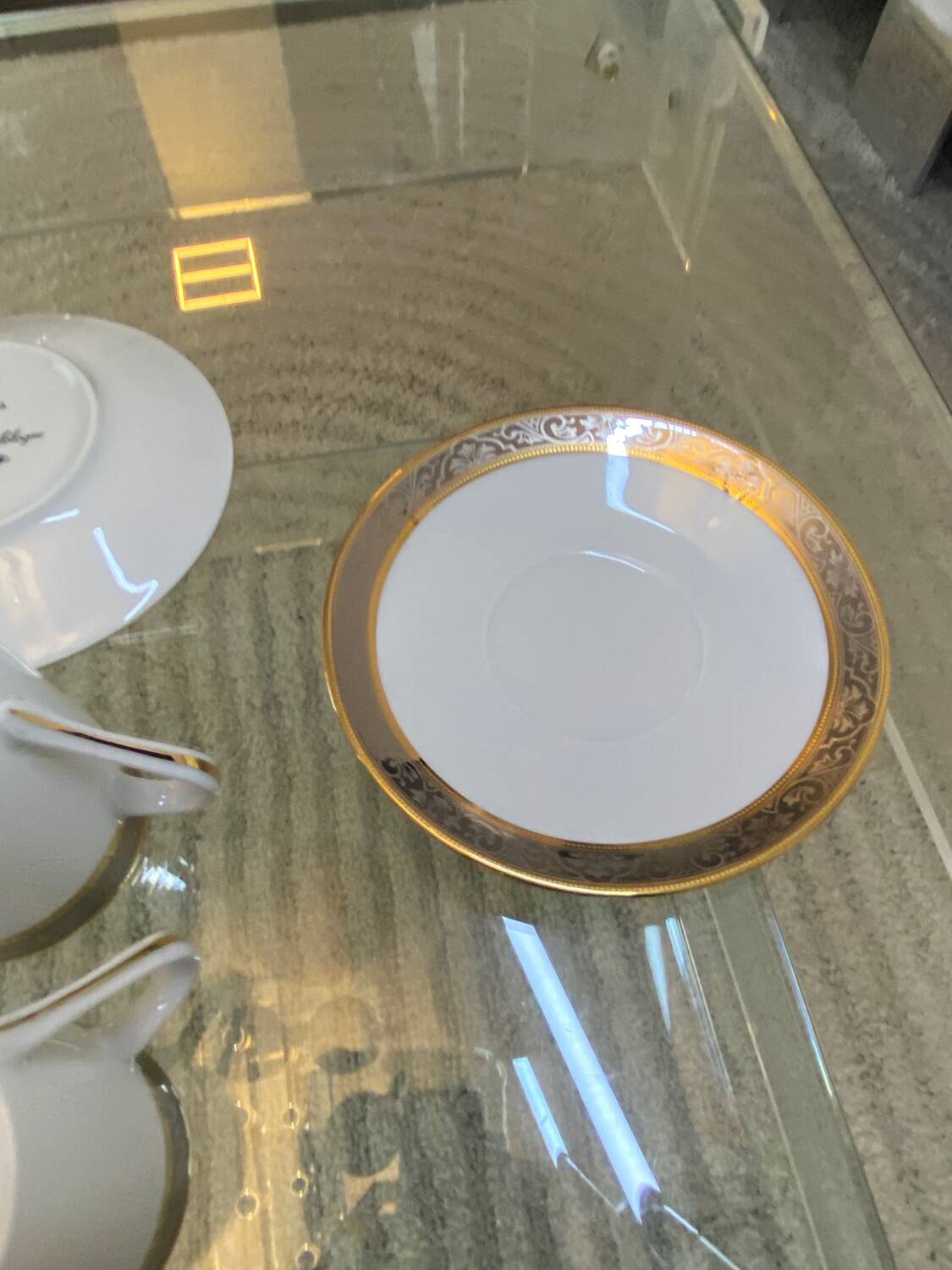 Trio of Limoges Sologne Porcelain Cups and Saucers